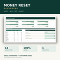 Money Reset Dashboard digital download cover featuring actual example spreadsheet